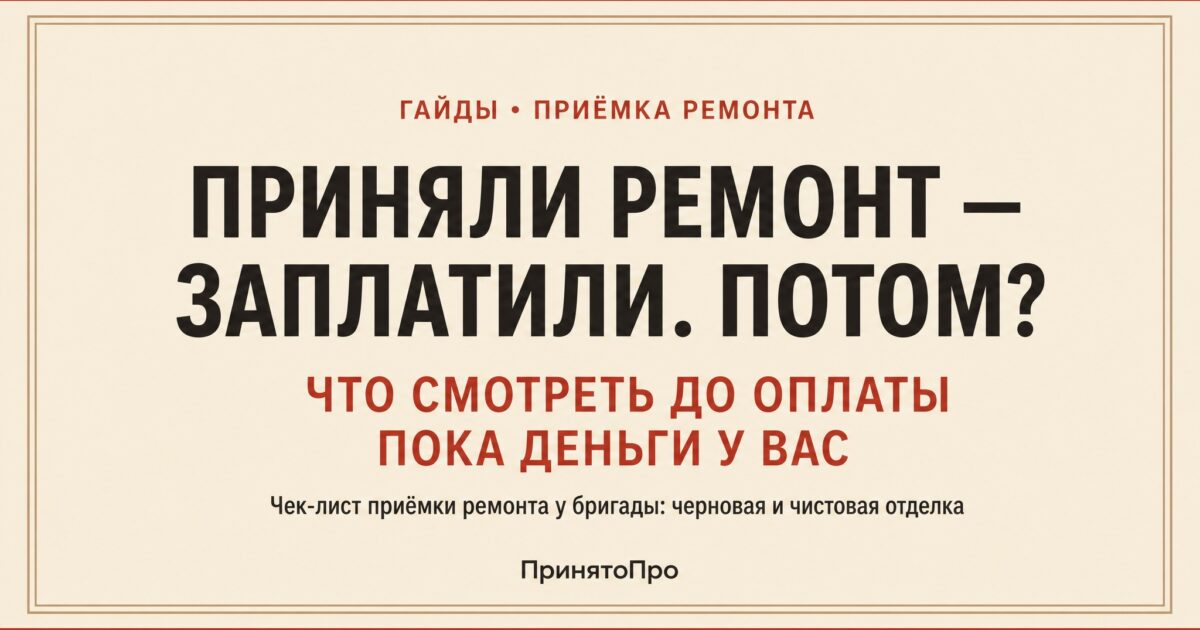 Приёмка квартиры после ремонта: что проверять до расчёта с бригадой