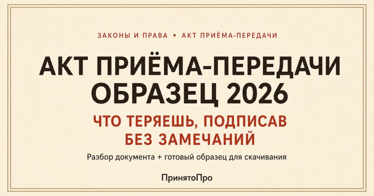 Акт приёма-передачи квартиры: образец 2026 + разбор