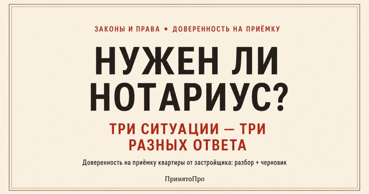 Доверенность на приёмку квартиры от застройщика: образец